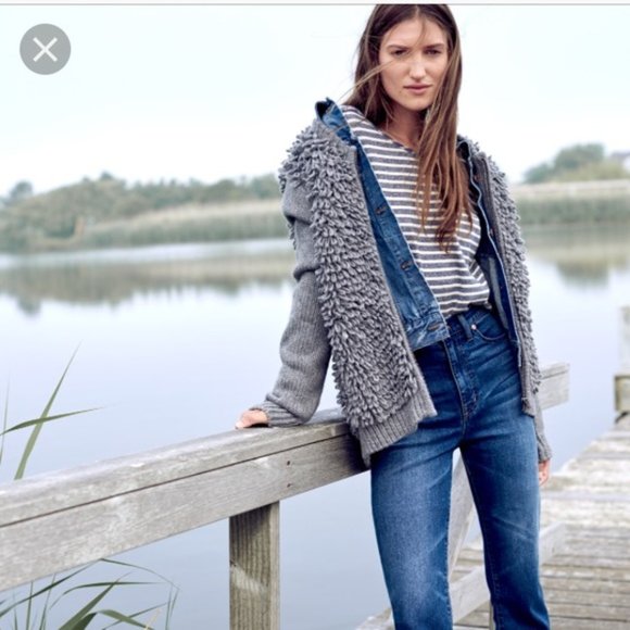 Madewell Sweaters - Madewell Wool Alpaca Blend Boho Fringe Loop Cardigan Sweater Size XL